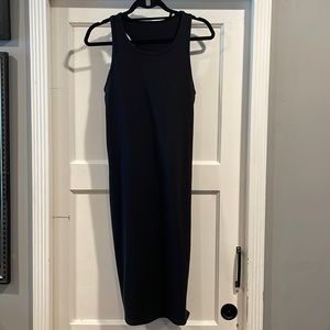 Zella M black ribbed racer back midi dress